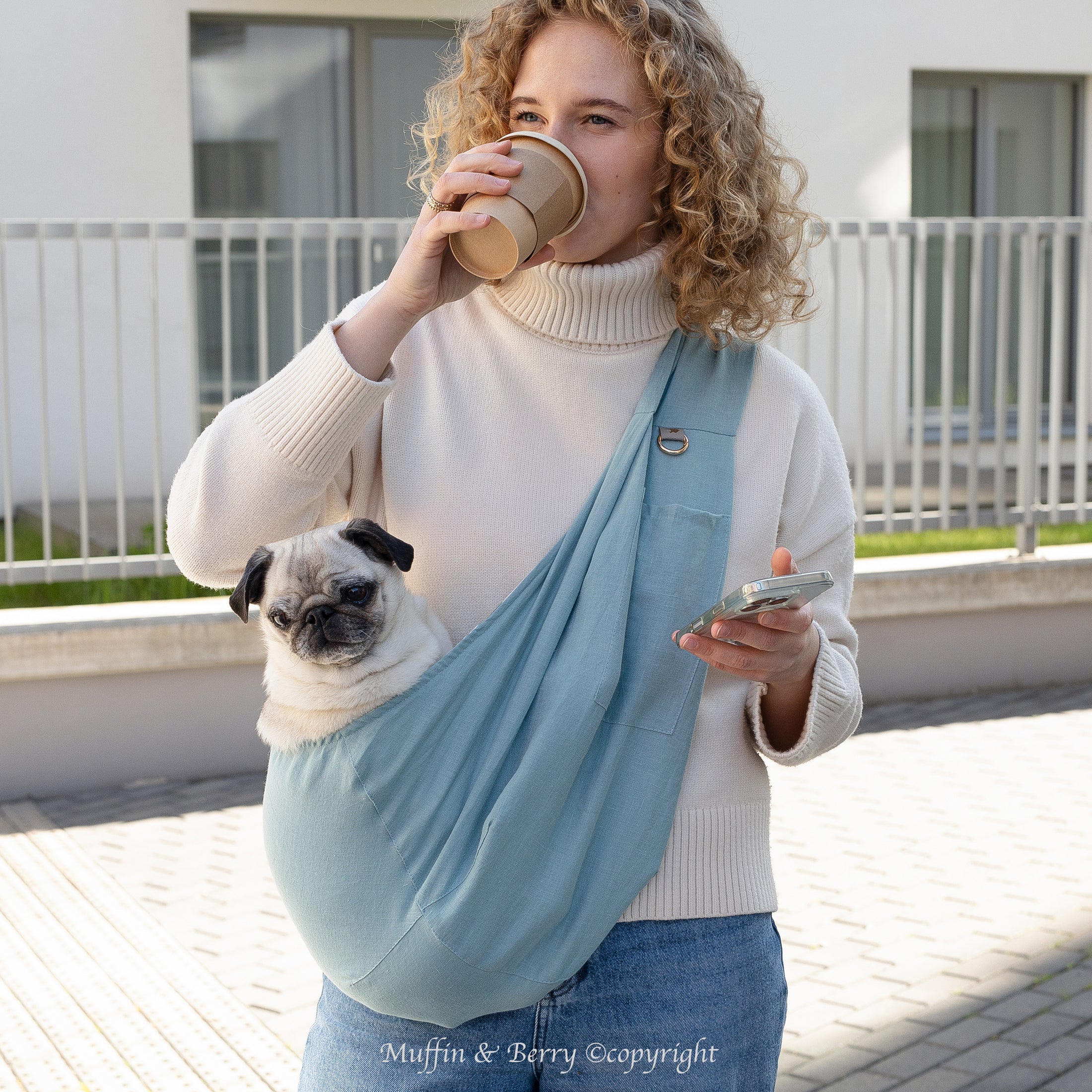 NEW Linen Sling Bag for Pets - JOSIE Lightweight Summer Carrier
