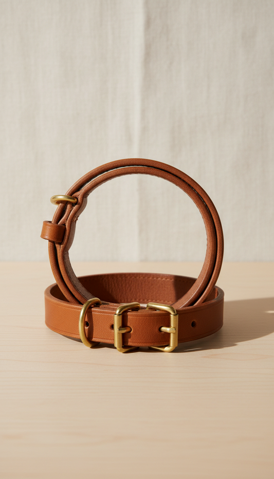 Cognac Leather Dog Collar