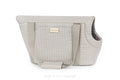 JOSEPHINE beige houndstooth dog carrier bag full side view with wooden Muffin & Berry label